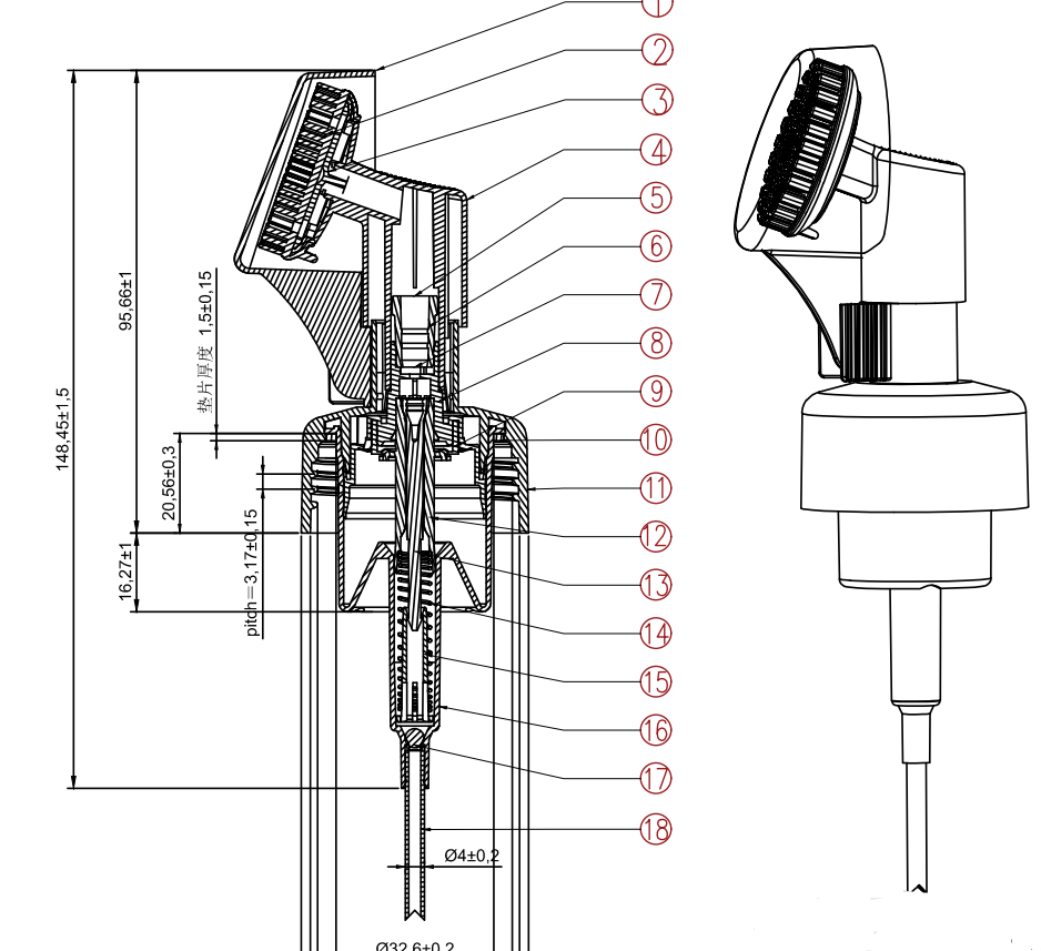 43mm Foam pump with brush NEAT packagingGlobal foaming dispenser facotry
