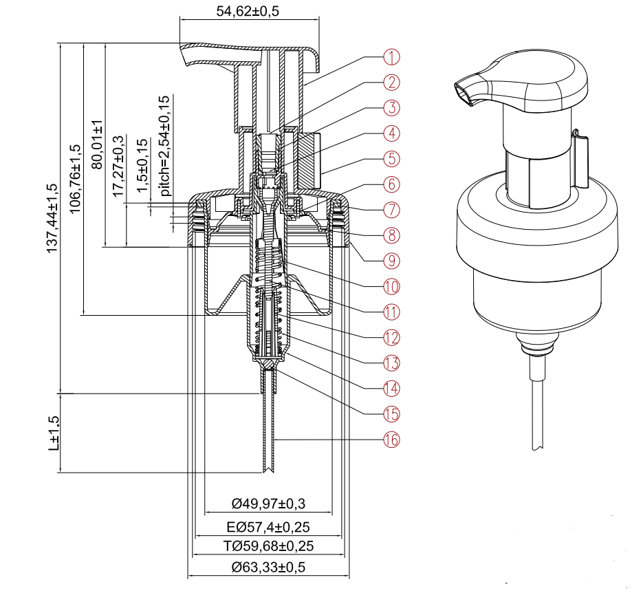 3.0cc dose 60/410 Foam pump NEAT packagingGlobal foaming dispenser